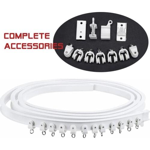 Curved/Straight Track Curtain Rail Plastic Cuttable Bendable Flat Curved Track Curtain Hook Window Single Track Pole Accessory