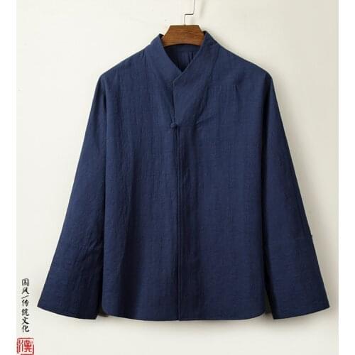 Tang style Chinese Hanfu male and female cotton linen coat thin spring and autumn outwear