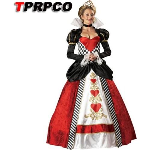 TPRPCO Alice In Wonderland Cosplay Costume Queen Of Hearts Costume Red Queen Costume Female Elegant Dress Cosplay NL225