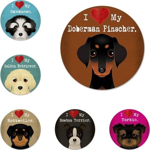 I Love My Dog Yorkie Papillon boxer Icons Pins Badge Decoration Brooches Metal Badges For Clothes Backpack Decoration