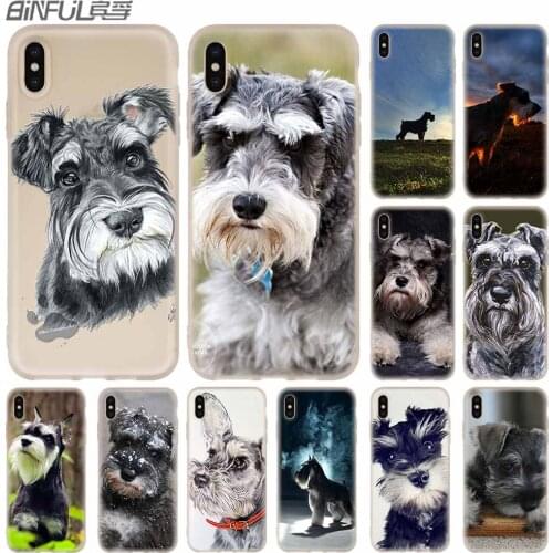 Miniature Schnauzer dog art Case Silicone soft for iPhone 12 11 Pro X XS Max XR 8 7 6 Plus 5s SE 2020 S 6.1 Cover