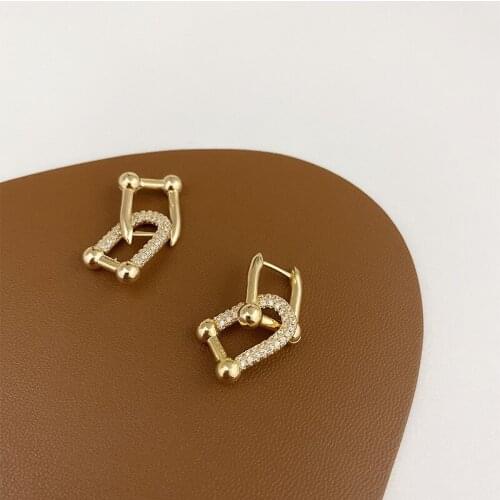 ALLNEWME Fashion Geometric Chunky Chain Metal Dangle Earrings for Women Spark Zircon Drop Earrings Stylish Party Accessories