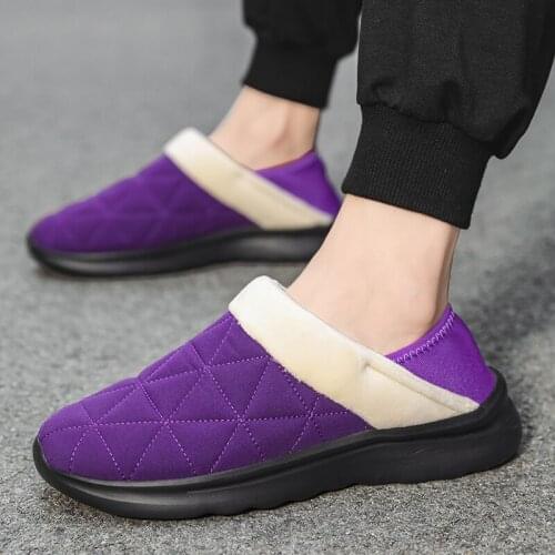 Men Cotton Slippers Waterproof Non-slip Plush Shoes Women Couples Home Indoor Warm Slipper Winter Outdoor Cold-Proof Cotton Shoe
