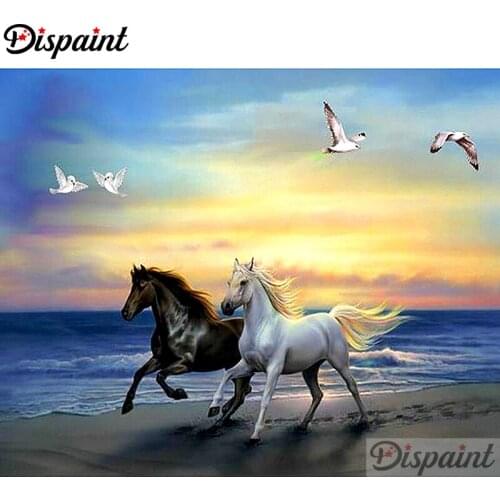 Dispaint Full Square/Round Drill 5D DIY Diamond Painting "Animal horse scenery" Embroidery Cross Stitch 5D Home Decor A10383