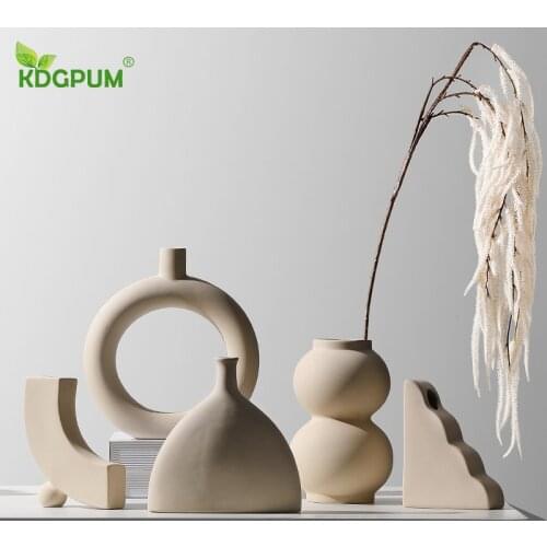 Nordic Minimalist Ceramic Dried Flower Flower Arrangement Creative Home Decoration Table Porch Flower Arrangement Vase