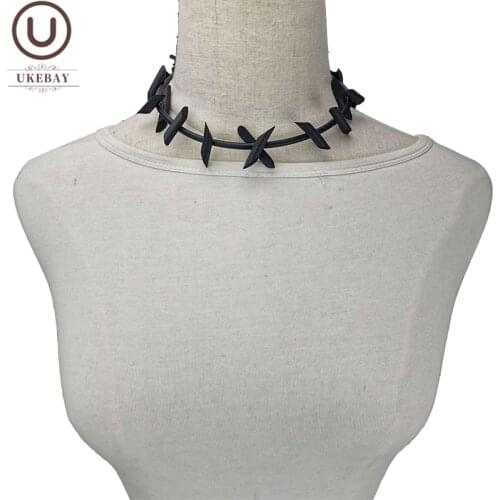 UKEBAY New Punk Choker Necklaces Women Short Handmade Necklace Hip Hop Jewelry Rubber Jewelry Adjustable Chain Chokers For Party
