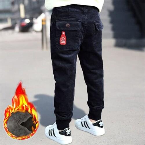 Autumn and winter thick warm sports pants boys girls clothes corduroy fabric 2-12years old childrens fashions quality clothing