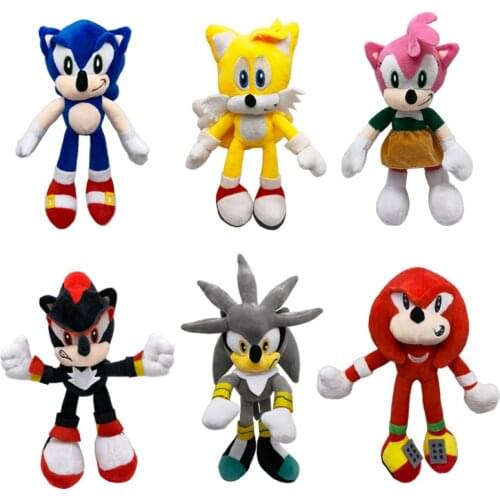 6pcs/Lot 28cm Tails Plush Toys Doll Amy Rose Knuckles Shadow Stuffed Plushie Game Toys Doll Gifts For Kids Birthday Christmas