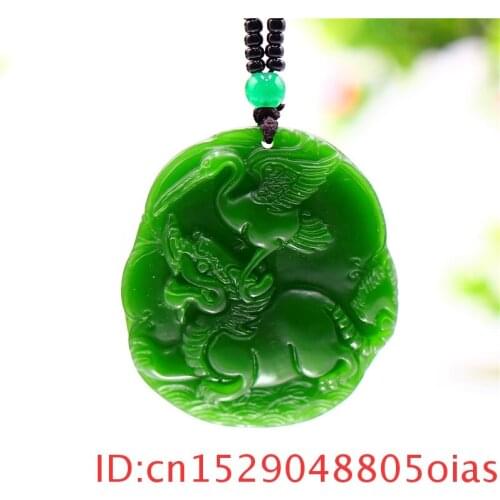 Green Jade Dragon Pendant Necklace Charm Women Jadeite Fashion for Chinese Men Carved Gifts Amulet Jewelry Natural