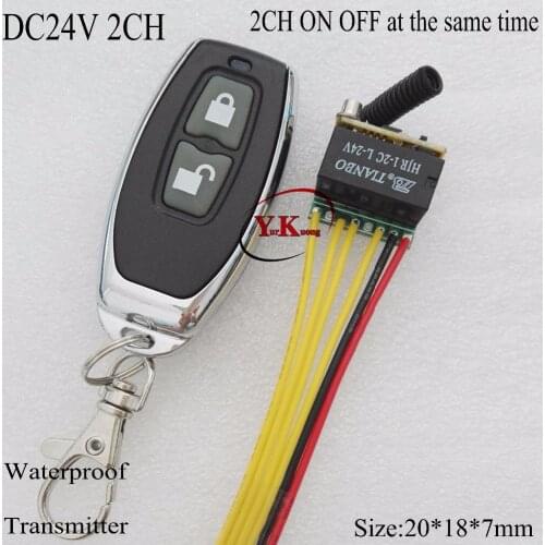 DC24V 2CH Micro Remote Switch NO COM NC Contact Wireless Switch 2CH ON OFF at the same time 433MHZ Waterproof Transmitter Latche