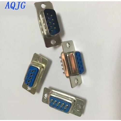 10pcs RS232 serial port connector DB9 female socket/Plug connector 9pin copper RS232 COM socket adapter DB9 Male socket/PlugAQJG