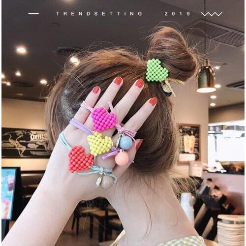 30pcs/lot DIY Simple Multi Acrylic Hair Band Loving Heart Hearts No Flowers Rubber Band Hair Styling Tools Accessories HA1726