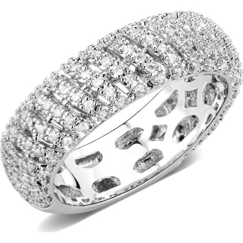 Rhodium Brass Ring with AAA Grade CZ in Clear