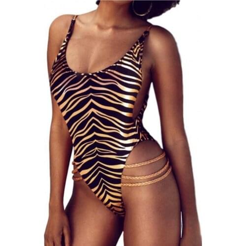 Sexy Light Breathable Bikini one-pieces Swimsuit Female Swimwear Women Bikini Set biquini Stripes Prints Leopard Zebra Stripes