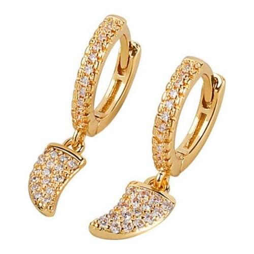 KOFSAC Cute Mini Rhino Horn Earrings For Women Gold Color Jewelry Fashion Full Zircon Earring Girl Engagement Accessories Gifts