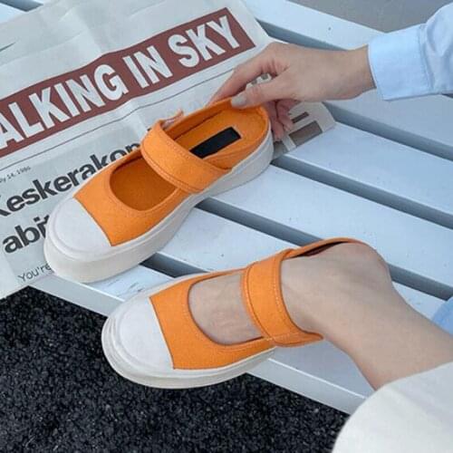 Hook&Loop mules creepers slingback canvas shoes women slippers platform shoes women sandals thicken soled slides flip flops 2021