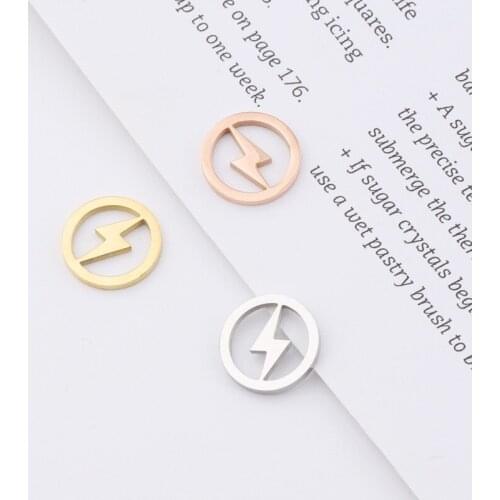 50pc 12mm Mirror Finish Stainless steel Hollow Lighting Connector Charm For Necklace DIY Women Handmade Jewelry Making