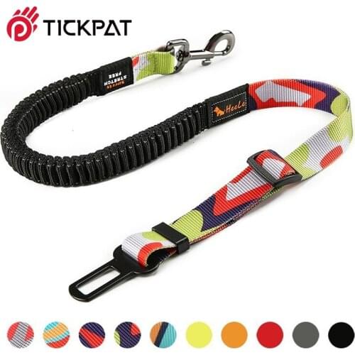 Tickpat Premium Durable Dog Car Seat Belt Fashion Adjustable Heavy Duty Pet Dog Safety Belt Elastic For Vehicle Accessories