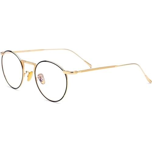 Veshion Titanium Glasses Frames Men Women Round Eye Glasses Frames for Male Female Vintage Optical Clear Lens Myopia Ultra-light