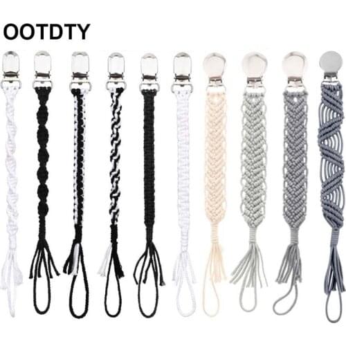Vintage Cotton Macrame Pacifier Clip Braided Pacifier Chain Baby Pacifier Holder Straps Unisex Design