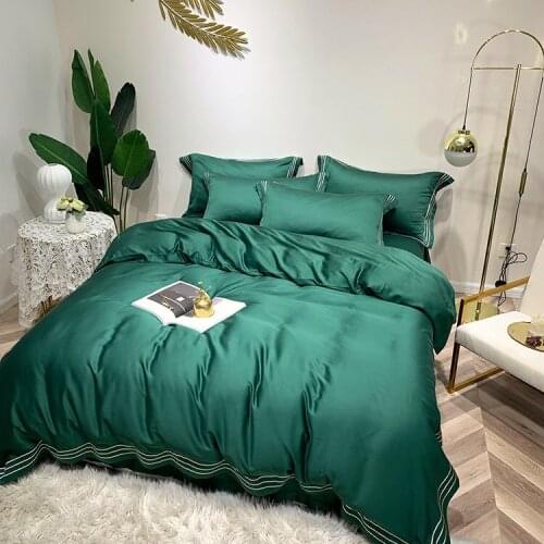 High-end emerald pure-color 4pcs Tencel bedding quilt sheet pillowcase in spring and summer
