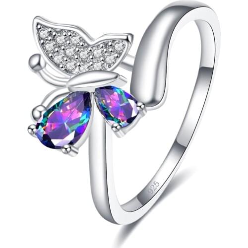 Jrose Bow Ring for Women Trendy size 6 7 8 9 Colored Stone Fashion Jewelry Engagement Wedding Ring Women Gift