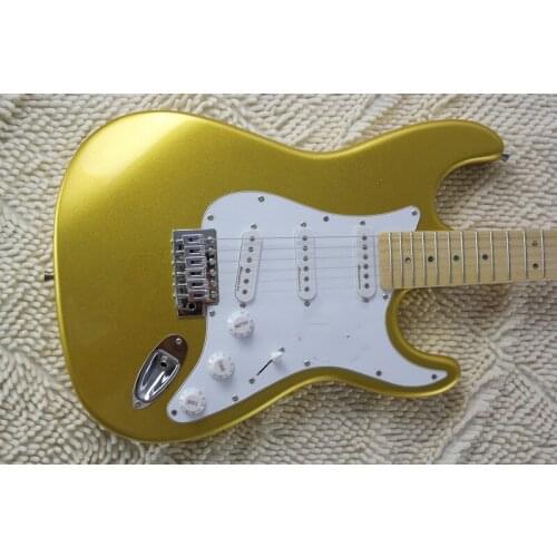 Gold electric guitar, maple fingerboard, white shield, SSS pickup, can be customized as required, free delivery