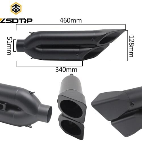 ZSDTRP racing motor modified exhaust muffler beautiful face motor black color double mouth case for harley motor