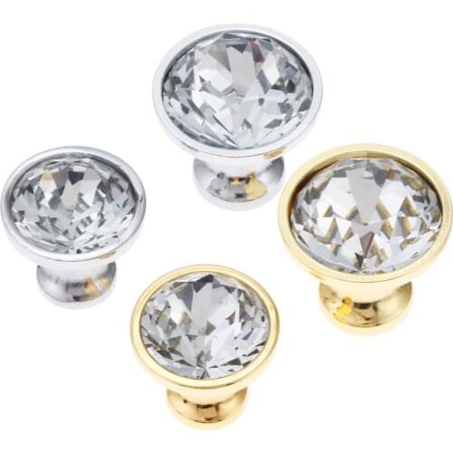 1Pc Diamond Crystal Glass Pull Handle Cupboard Cabinet Drawer Door Furniture Knob Furniture Hardware 25mm 30mm