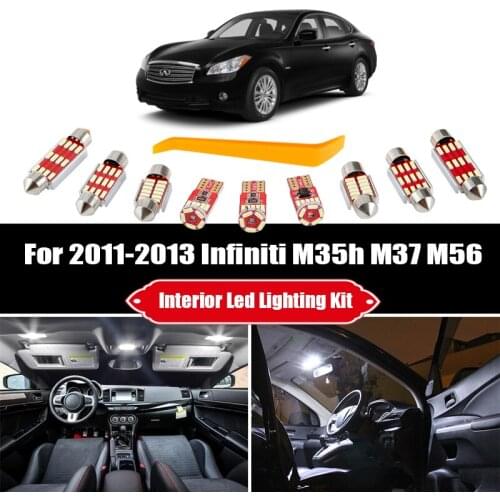 12 Bulbs White Canbus LED Interior For 2011 2012 2013 Infiniti M35h M37 M56 Map Dome Reading Light Kit License Plate Lamp