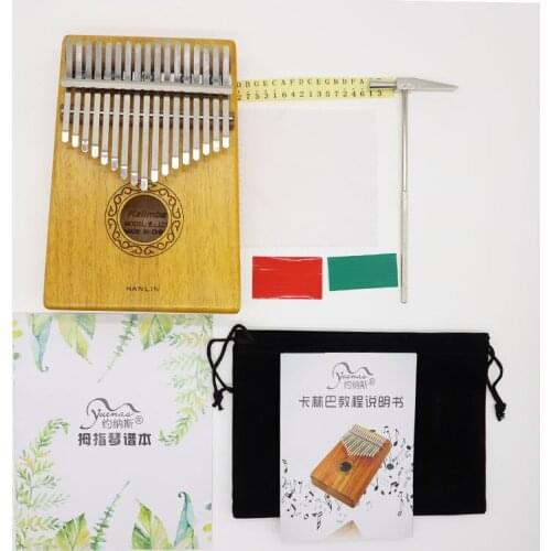 17 Keys Kalimba Thumb Piano Mahogany Wooden With Bag Hammer And Music Book Musical Instrument