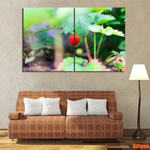 2 Pieces/Set Painting HD Printing Cute Strawberry Plant Modern Pictures for Living Room Canvas Prints Bedroom Modular Paintings