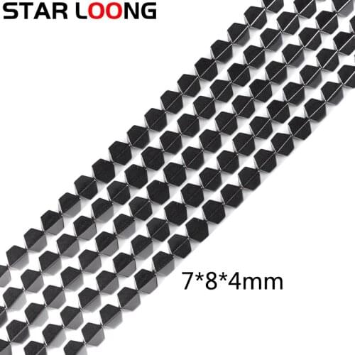 AAA New Hexagon Black Hematite beads Flat Natural Stone 52Pcs 7*8*4mm Loose beads For Jewelry bracelet Making DIY Accessories