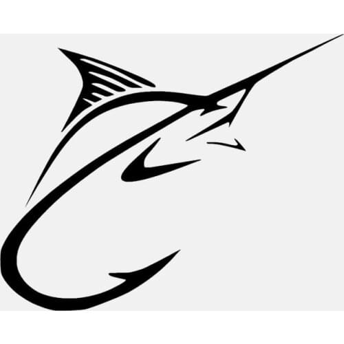 Car Stickers Fashion Personality Fish Hook Car Decals Suitable for Various Models Black/white, 15cm * 12cm