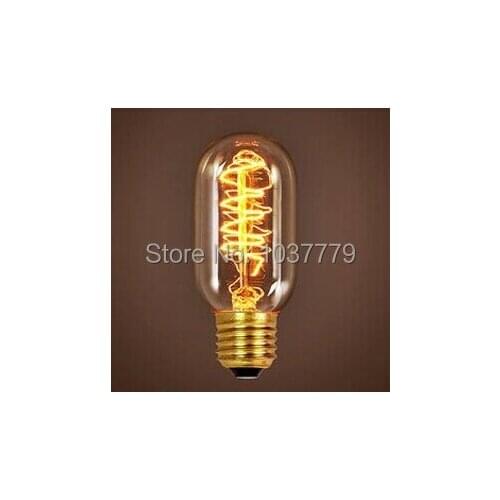 Free shipping sample order of T45S spiral Vintage Carbon Filament Edison lamps E27 Screw Light Bulb Rare 220V bulbs