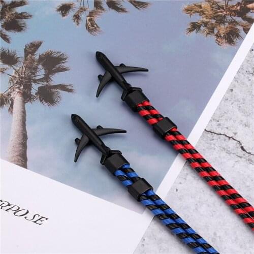 Black Airplane Aircraft Anchor Bracelet Men Women Charm Nautical Survival Rope Chain Bracelet Male Wrap