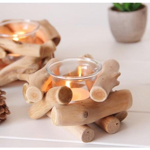 Wooden Driftwood Candle Holder Creative Candle Holder Candle Tea Light Holder Stand Candlestick Romantic Simple Home Decor