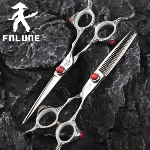 FnLune Tungsten Steel Professional Hair Salon Scissors Cut Barber Accessories Haircut Thinning Shear Hairdressing Tool Scissors