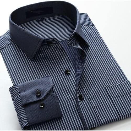 Quality 6XL 7XL 8XL 9XL 10XL Plus Size Striped Men Dress Shirt Mens Business Casual Loose Cotton Long Sleeve Button Shirts