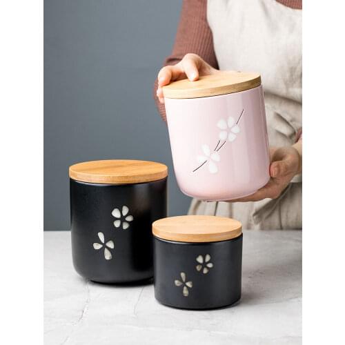 Colorful Empty Storage Jars Food Kitchen Ceramic Tea Coffee Sugar Storage Jars Spice Candle Barattoli Cucina Home Items DF50SBJ