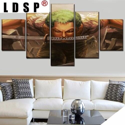 LDSP Home Decor Prints Painting Pictures Wall Art 5 Pcs Animation One Piece Modular Canvas HD Poster Modern Bedside Background