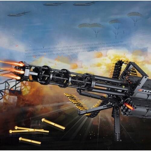Gun Model Toy Building 1：1 Building Block Gatling Motor Burst Building Block Gun Diy Toy Gun ChildrenS Educational Toys Gift