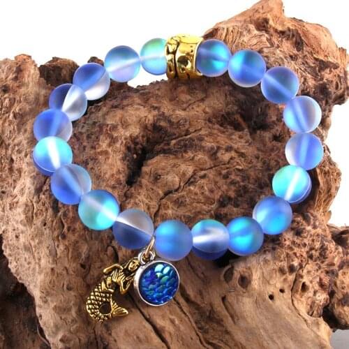 MD Fashion Designer Boho Beaded Bracelet Shiny Crystal Stone Fish Scales Mermaid Braceletes Dropshipping