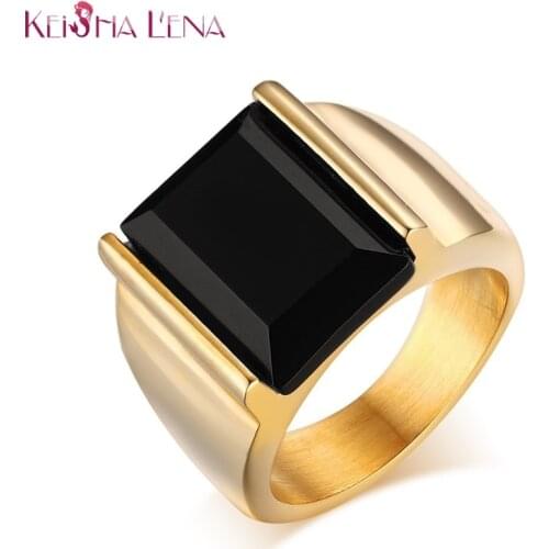 Anillos Mens Signet Ring Black Large Stone 316L Stainless Steel Jewelry For Men Charm Wedding Rings кольцо мужское