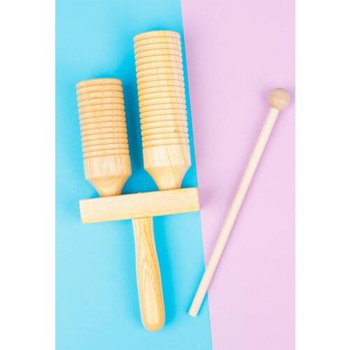 M MBAT Toddlers Music Toys Wooden Environmental Double-Tone Tube Maracas Percussion Musical Instrument Children Gift With Stick