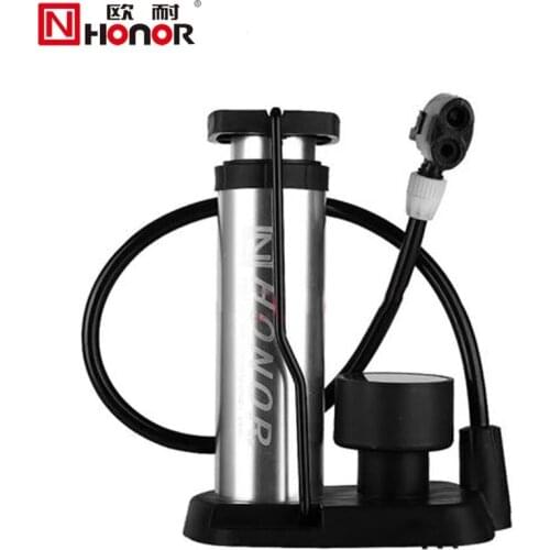 HONOR Mini Portable Bicycle Foot Pump Aluminum Alloy MTB Mountain Bike Cycling Air Pump Tire Ball Inflator With Pressure Gauge