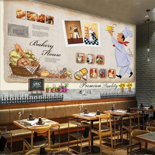 Photo wallpaper European American handmade mural custom bakery background wall cake room wallpaper mural