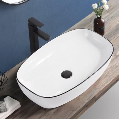 Nordic minimalist desk basin, home bathroom, ceramic art basin, one-sided basin, small balcony basin, washbasin