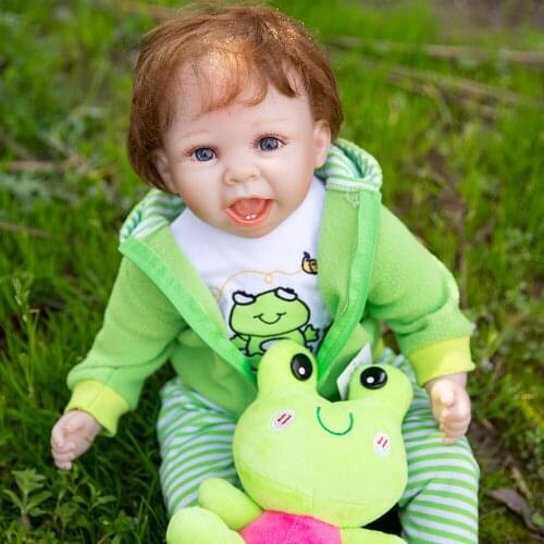 Hoomai New Happy smiley Reborn Bab Doll Soft Vinyl Cloth Body Lovely Bebe Reborn Toys For Children Playmate Gift