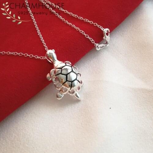 Silver 925 Jewelry Turtle Pendant Necklaces For Women Collier Femme Choker Wedding Bridal Jewelry Bijoux Birthday Gifts